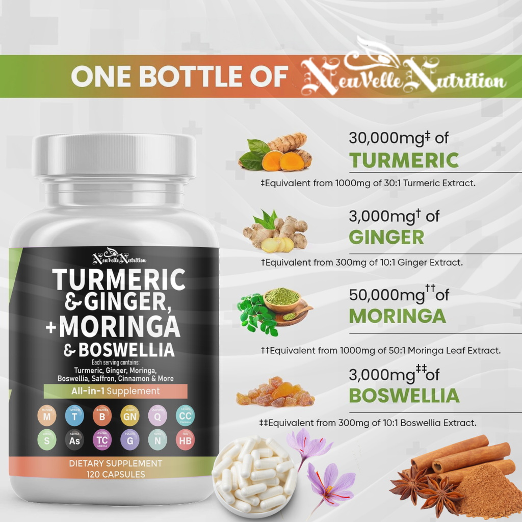 NeuVelle Inflammune Balance – All-in-1 Anti-Inflammatory & Immune Support with Moringa, Turmeric, Boswellia, Ginger, Ashwagandha, Quercetin, Cinnamon, Tart Cherry, Garlic, Nettle, Holy Basil & Black Pepper – 120 Vegan Capsules