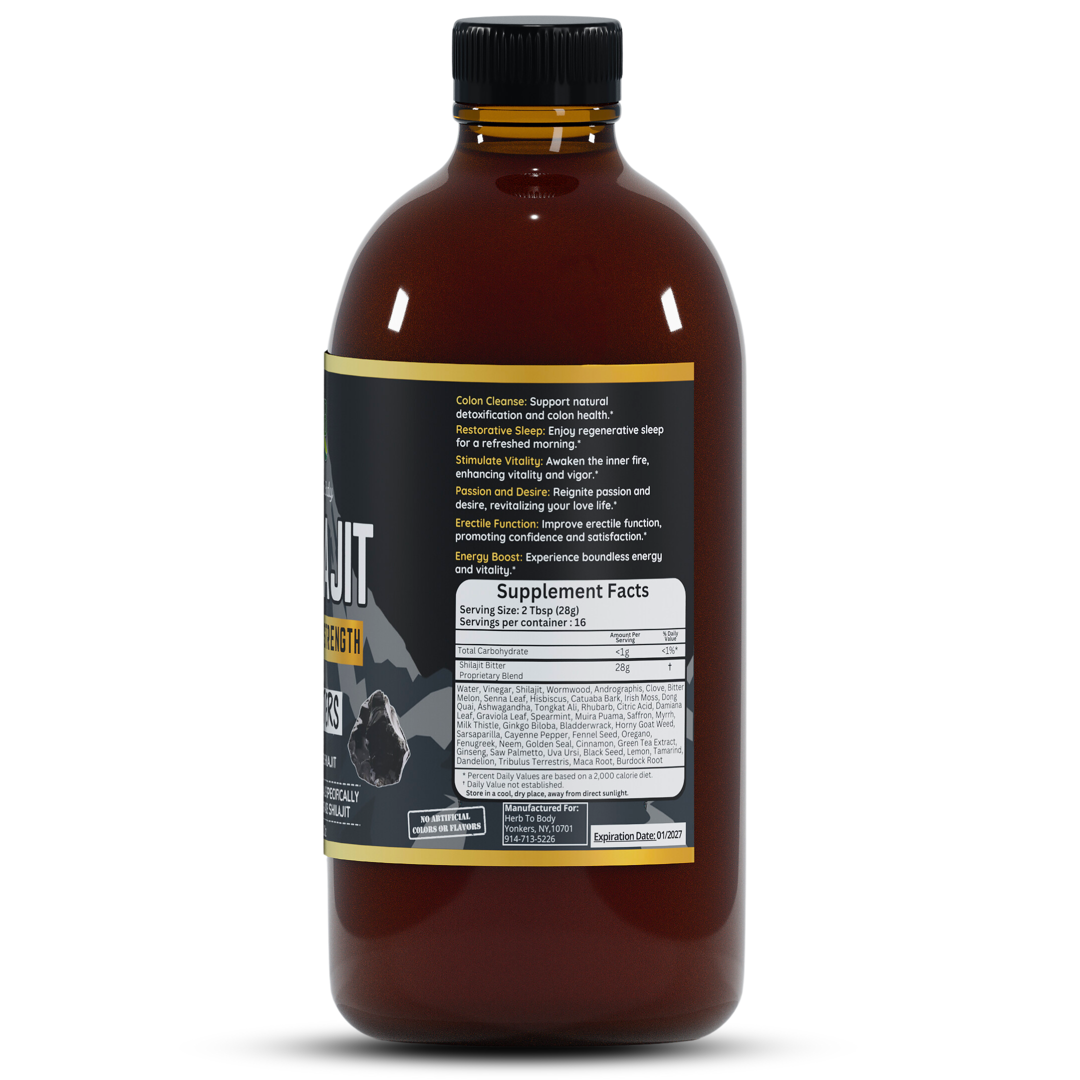 Shilajit Bitter 16oz | Himalayan Wildcrafted Herbal Tonic