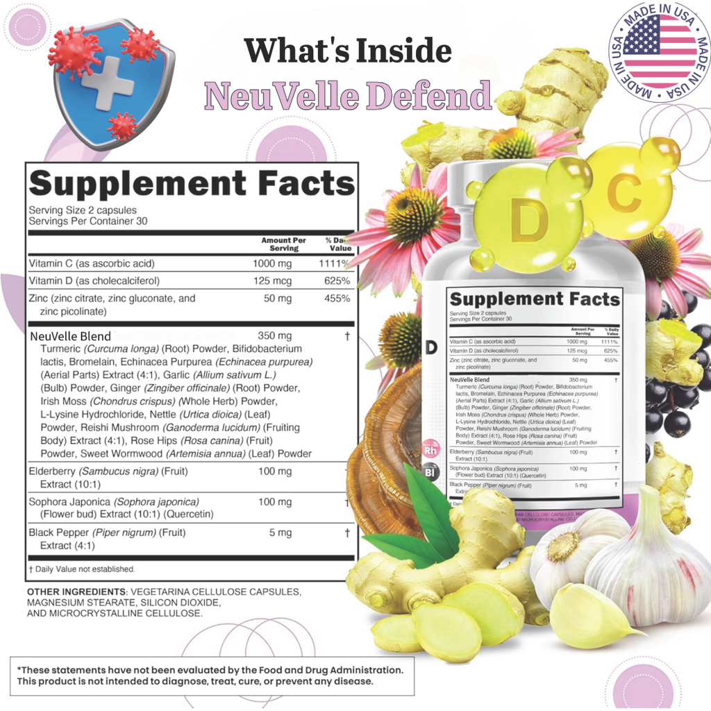 Quercetin, Zinc, Vitamin C, D, Elderberry, Ginger, Bromelain, Turmeric, Nettle, Reishi, Sea Moss, Garlic, Rose Hips & Black Pepper – 60 Vegan Capsules - ImmuneShield Complete Immune Support